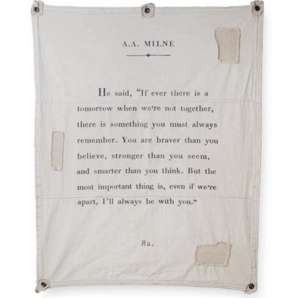 Sugarboo & Co A.A. Milne Quote‎ Canvas Wall Hanging Cotton 46" x 57"